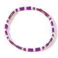 Bohemian Tila bead stretch bracelet with purple white and metallic square beads - Purple White Mix (TL-B24042602A)