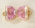 Conector de lazo dorado con una gran piedra preciosa rosa para joyería de bricolaje - Lazo