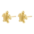 Golden turtle stud earrings featuring intricate shell details and a polished metal finish - Turtle Shape / Gold