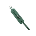 Green leather wrist strap keychain with silver metal buckle and white stitching detail - Dark Green