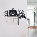 Black acrylic Halloween pumpkin and bat mirror switch sticker for holiday wall decor - Pumpkin Bat Branch(JM1106)