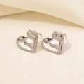 Close-up of heart-shaped 304 stainless steel earrings with textured hammered finish - Hammered Heart (D193-S)