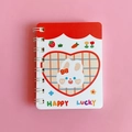 Mini-Spiralnotizbuch mit süßem Hasen- und Erdbeerdruck auf rosa Hintergrund - 1# Herz Hase (Liniert)