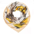 Golden baroque silk square scarf with luxury chain print for elegant styling - 90x90cm / Yellow