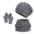 Set invernale 3 pezzi con berretto, scaldacollo e guanti touch in maglia grigio scuro - Nero Grigio Misto Set 3 Pezzi (6124)