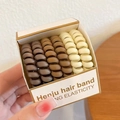 Brown and beige gradient spiral hair ties in a minimalist Henju hair band gift box - Brown Series/Autumn Bean