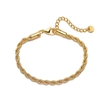 Macro detail of gold rope chain bracelet showing lobster clasp and S.Steel tag - 4mm / Gold