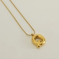 Gold finish bubble letter Q pendant necklace made of high quality stainless steel - Letter Q / Gold