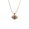 Elegante vergoldete Kupfer-Halskette mit buntem Zirkonia-Stein im Auge-Design für Damen - Stil 0011 Gold Evil Eye + 50CM Schlangenkette