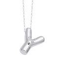 Polished silver letter Y bubble pendant necklace with a sleek and thin link chain - Letter Y