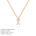 Minimalist 14K gold plated stainless steel necklace with a clear square zircon pendant - Gold