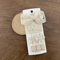 4-piece set of beige lace and fabric hair clips featuring cute bows and flowers for babies - Style 6