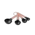 Black 4-piece measuring spoon set with rose gold stainless steel handles on ring - Measuring Spoons (4Pcs Set) / Black