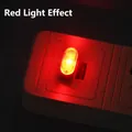 Compact USB plug-in ambient night light with bright red LED effect in dark setting - Red