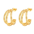 Orecchini a cerchio intrecciati a tre strati in acciaio inossidabile placcato oro 18K - Tre Fili Intrecciati / Oro