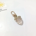 Sweet strawberry heart keychain in transparent resin with gold glitter and metal clip - D-ring Clasp-Transparent Yellow Strawberry