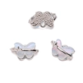 Silver butterfly charm accessory with pearlescent inlay for DIY bracelet making - Blue Butterfly / 14x8mm