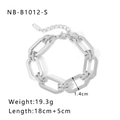 Bracciale a catena con maglie rettangolari in argento acciaio inox con dettagli testurizzati - Catena a Maglie Rettangolari Geometriche (NB-B1012-S)