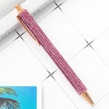Pink rhinestone encrusted ballpoint pen with rose gold metal accents and retractable design - Peach Red (Rose Gold Parts)