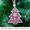 Purple wooden Christmas tree pendant with snowflake and Merry Christmas text decor - Purple Christmas Tree