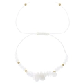Pulsera artesanal de piedras naturales blancas, cuentas doradas y cordón ajustable - Transparente
