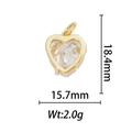 Dimensions détaillées du pendentif cœur plaqué or 18k avec pierre de cristal facettée - Pendentif Cœur Pierre Facettée Transparente avec Cadre Doré (DZ-177)