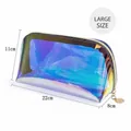 Large holographic laser TPU makeup bag with gold zipper, size 22x11x8cm - Holographic Blue 0.6mm Large