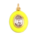 Neon yellow heart-shaped faceted gemstone pendant with gold-plated metal border - Oval Yellow