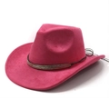 Dettaglio cappello cowboy rosa scamosciato con fascia di perline e laccio nero - M(56-58cm) / Rosa Rosso