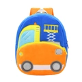 Blue and orange plush excavator backpack for kids with adjustable orange straps - Lifter