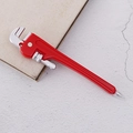 Creative ballpoint pen designed as a red pipe wrench tool with magnetic feature - Red Pipe Wrench
