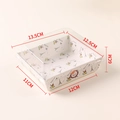 Square sandwich box with Eiffel Tower patterns, clear lid and size markings - Large Square Tower Pattern