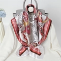 Elegant silk scarf with nautical crown prints in red and gold on a white background - Snow Bud Sailboat