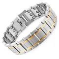 Men's magnetic stainless steel health bracelet with gold and silver link design - Two-tone (Gold & Silver)