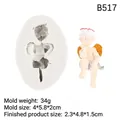 Silikonform kleiner Engel für Fondant und Schokolade, 34g Gewicht und 4x5,8x2cm Maße - 2# Denkender Engel / Grau