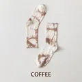 Tie-dye mid-calf cotton socks in coffee brown and white street style pattern - Coffee