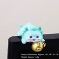 Miniature green dragon figurine with gold lucky bag for car and desktop decoration - 3.2x3.8x3.1CM / Type B Blue Fortune Bag Dragon