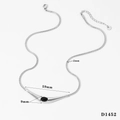 Silver stainless steel snake chain with black stone triangle pendant variant D1452 - Streamlined Black Gemstone (D1452) / Silver