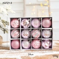 Set di 12 palline di Natale rosa da 6cm con finiture opache e glitterate in scatola - Rosa