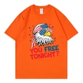 Orange Independence Day T-shirt featuring patriotic bald eagle print and slogan - XS / Orange 4th July Heart Style