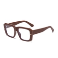 Brown oversized square frame sunglasses with anti-blue light lenses and gold accents - Tea Frame Anti-blue Light