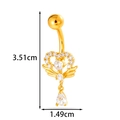 Gold-plated wing heart belly ring with cubic zirconia and teardrop pendant - Wings Heart - Gold (0198-5#金)