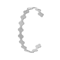 Silver-finished titanium steel open bracelet featuring textured clover chain links - Y536-2 Silver Clover