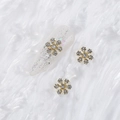 Golden snowflake nail charms with white AB rhinestones for festive manicure design - Style A1143-13