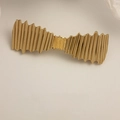 Exquisite gold wavy metal spring hair clip with a polished finish and pleated design - Gold Irregular Square Bow Clip