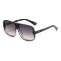 Flat top oversized aviator sunglasses with black frame and grey gradient lenses - Black Transparent Grey Frame Gradient Grey Lens