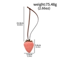 Red strawberry pendant charm with brown cord strap, measuring 21cm in total length - BG00165-01 Large Simulated Red Strawberry Pendant (Brown Rope)
