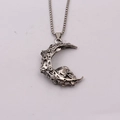 Collana vintage con ciondolo a mezzaluna e teschio in argento per uomo - Catena veneziana in acciaio inossidabile