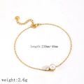 Dettaglio del bracciale in acciaio inossidabile placcato oro 18k con perla e zircone - Cavigliera con Perle e Zirconia (TA8039)