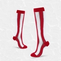 Knee-high compression sports socks featuring bold red and white stripes with reinforced heels - S/M / Red White Stripes